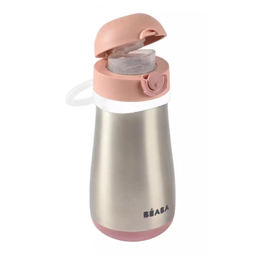 Béaba Rozsdamentes Acél Palack + Fogantyú - 350 ml - Sötét rózsaszín -