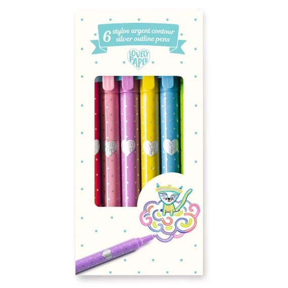 6 db-os - 6 silver outline pens
