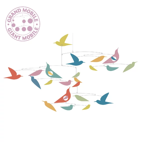 Szélmobil függődísz - Sokszínű Madarak - Mobile Katsumi-Multicolored birds