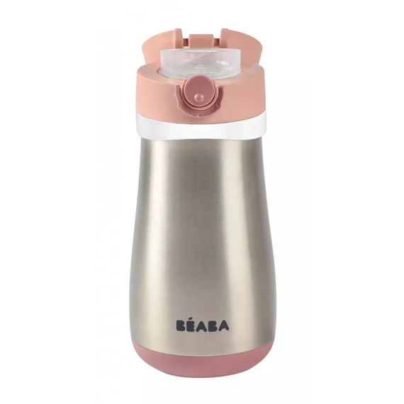 Béaba Rozsdamentes Acél Palack + Fogantyú - 350 ml - Sötét rózsaszín -